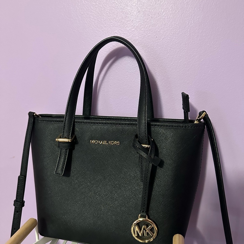 Michael Kors Black Satchel with Gold Accents